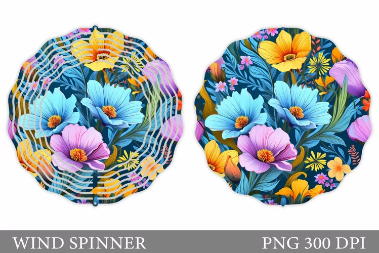 Flowers Wind Spinner Design. Flowers Spinner Sublimation