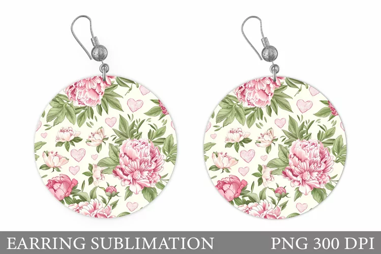 Flowers Earring Sublimation. Flowers Round Earring