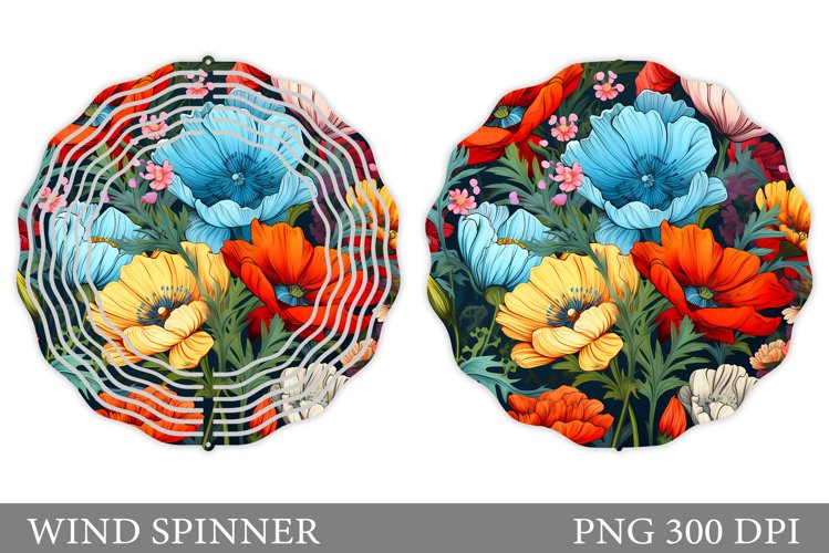 Flowers Wind Spinner Design. Flowers Spinner Sublimation example image 1