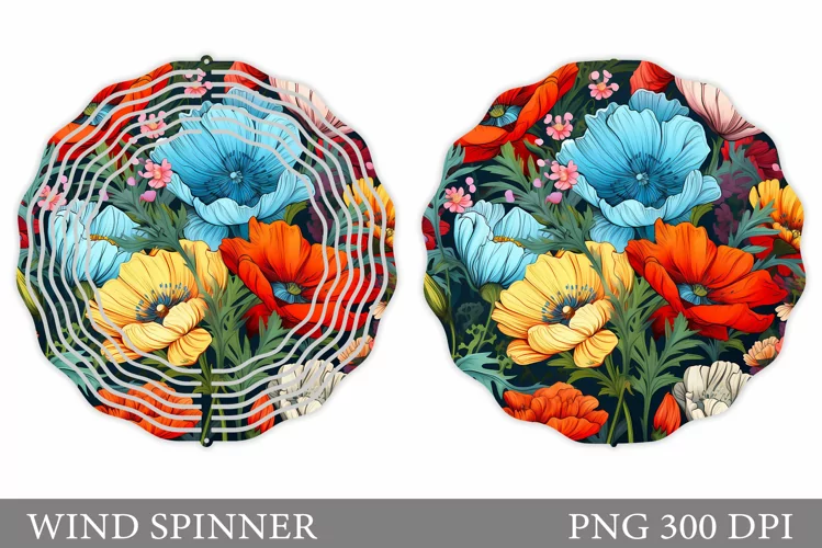 Flowers Wind Spinner Design. Flowers Spinner Sublimation