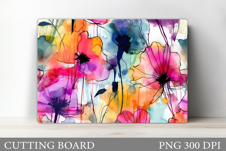 Flowers Cutting Board Design. Cutting Board Sublimation example image 1