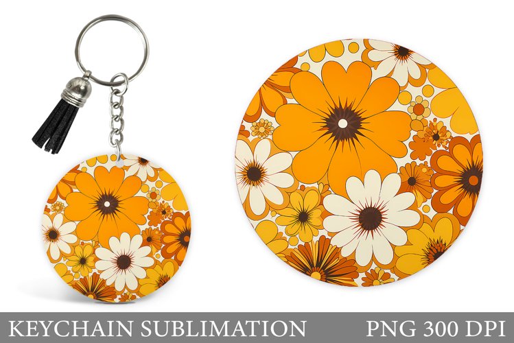 Flowers Keychain Sublimation. Daisy Flowers Keychain Design