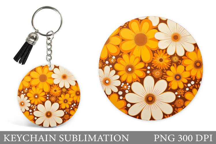 Daisy Flowers Keychain. Flowers Keychain Sublimation