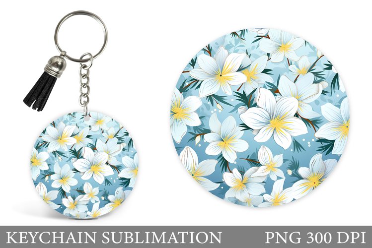 Flowers Keychain Design. Floral Keychain Sublimation example image 1