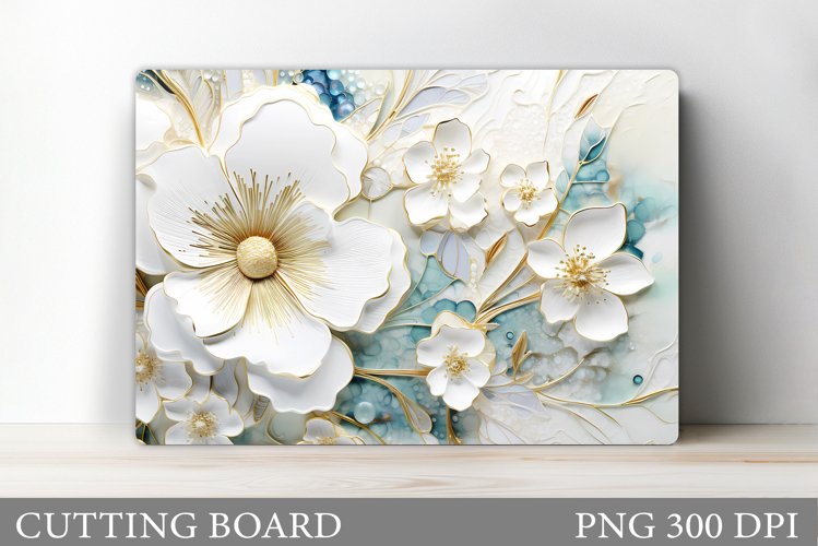 3D Flowers Cutting Board. Kitchen Cutting Board Sublimation example image 1