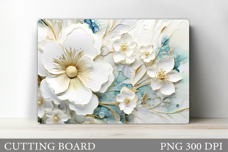3D Flowers Cutting Board. Kitchen Cutting Board Sublimation