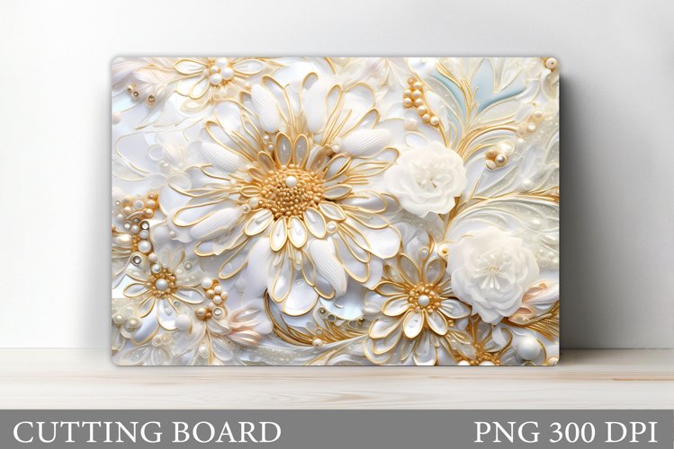 3D Flowers Cutting Board. Flowers Kitchen Cutting Board example image 1