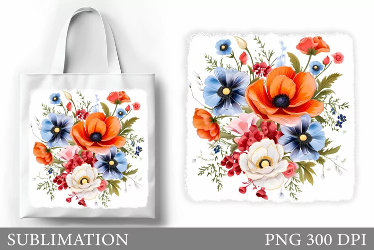 Flowers Tote Bag Design. Flowers Tote Bag Sublimation
