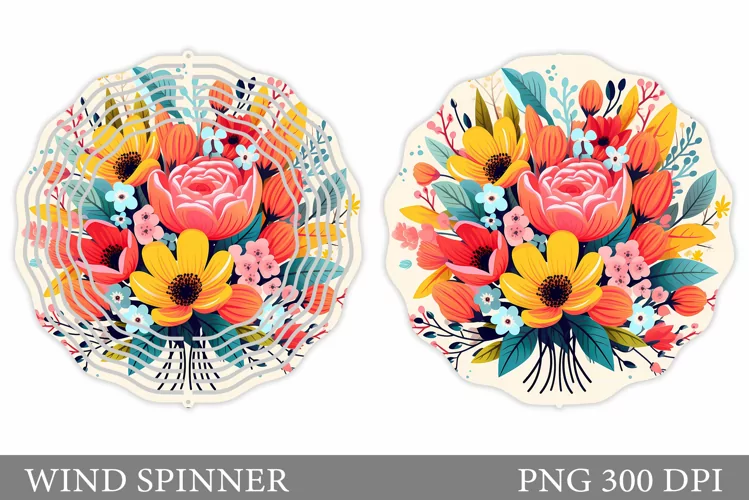 Floral Wind Spinner Sublimation. Flowers Wind Spinner Design