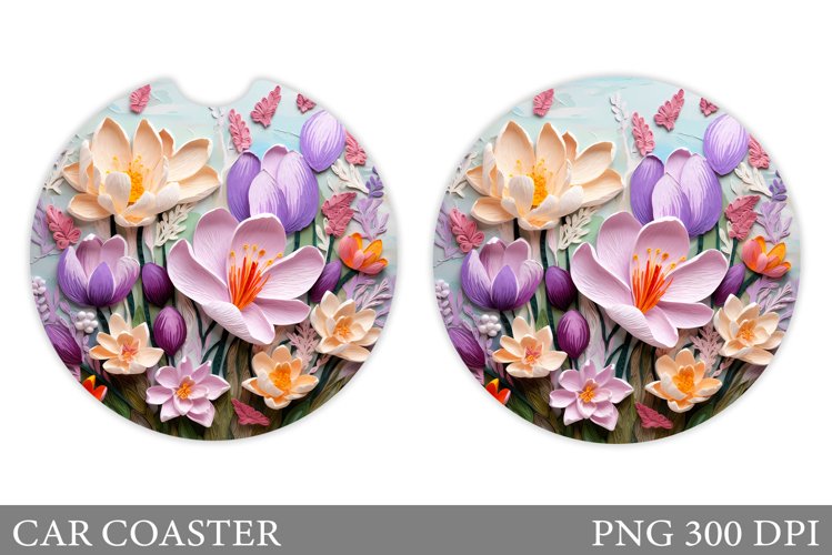 Crocus Flowers Car Coaster. Flowers Car Coaster Design example image 1