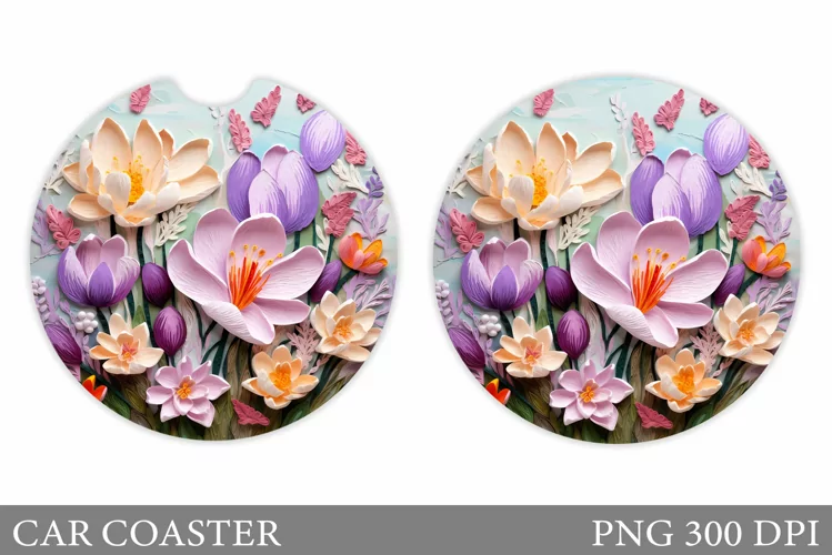 Crocus Flowers Car Coaster. Flowers Car Coaster Design