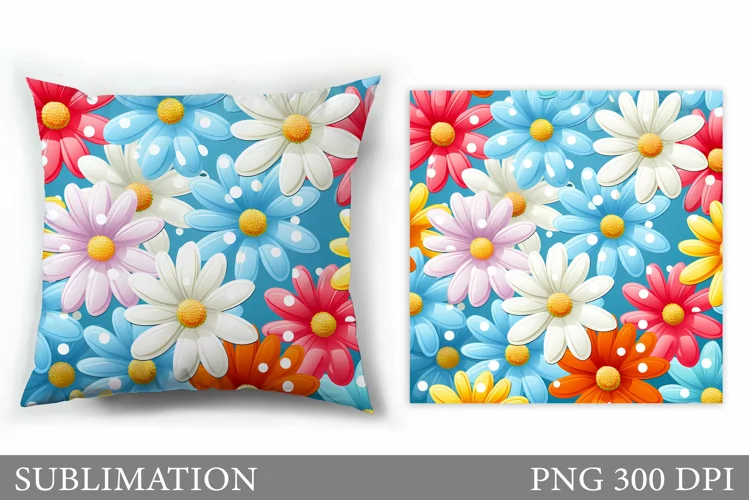 Daisy Flowers Pillow Sublimation. Flowers Sublimation