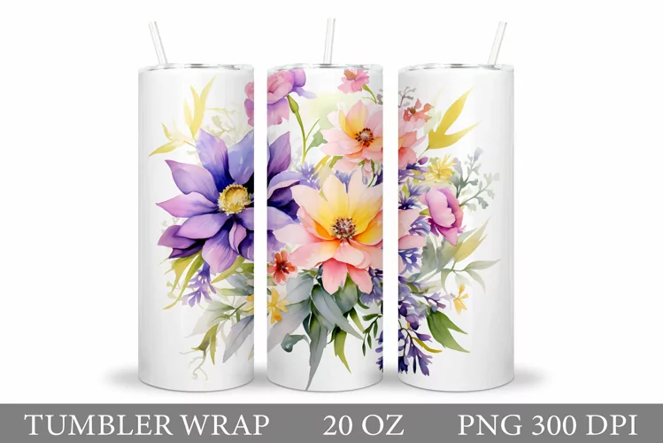 Flowers Tumbler Design. Wildflowers Tumbler Sublimation