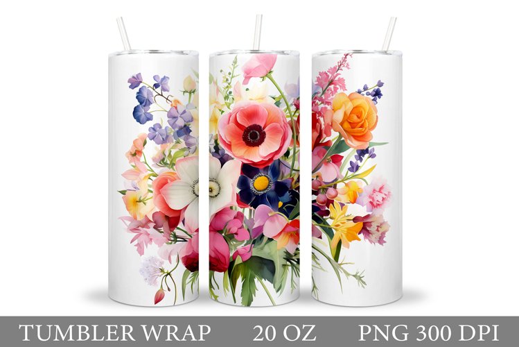 Flowers Tumbler Sublimation. Floral Tumbler Design