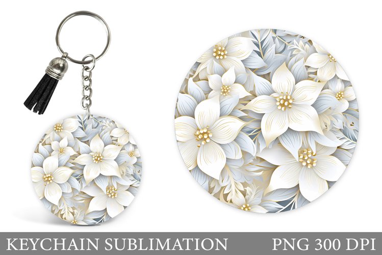 Flowers Keychain Sublimation. Floral Keychain Design example image 1