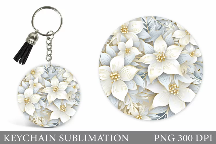 Flowers Keychain Sublimation. Floral Keychain Design