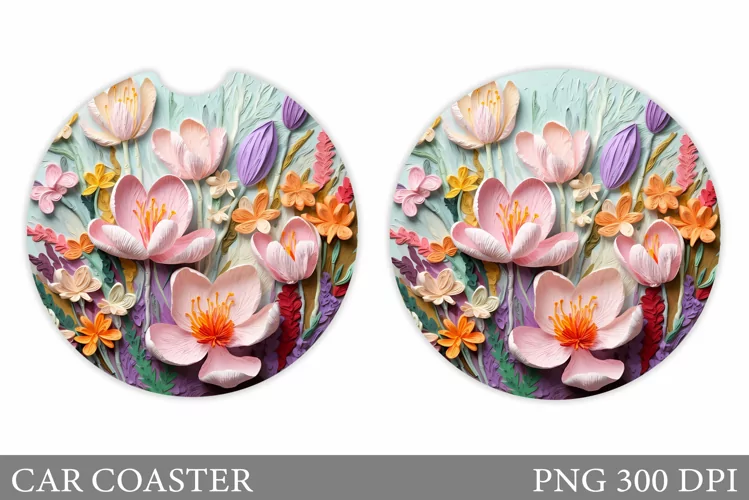 Flowers Car Coaster Design. Crocus Flowers Car Coaster