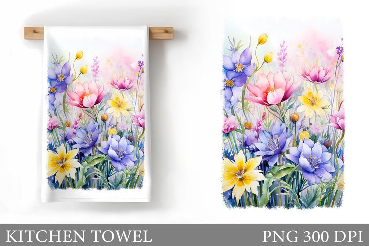 Wildflowers Kitchen Towel. Summer Flowers Kitchen Towel example image 1