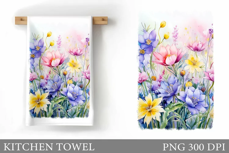 Wildflowers Kitchen Towel. Summer Flowers Kitchen Towel