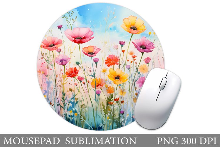 Flowers Mouse Pad Sublimation. Wildflowers Mouse Pad Design example image 1
