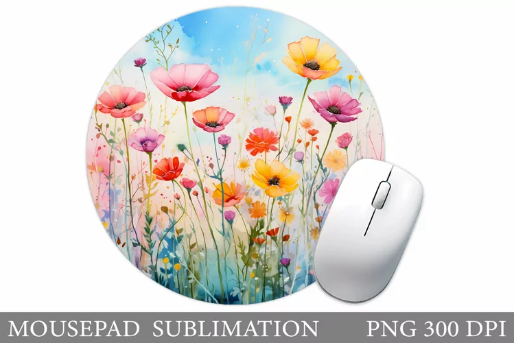 Flowers Mouse Pad Sublimation. Wildflowers Mouse Pad Design
