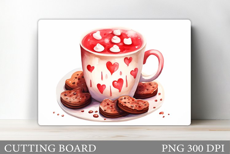 Valentines Drink Cutting Board. Cookies Hearts Cutting Board example image 1