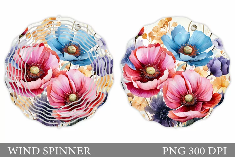 Floral Wind Spinner Sublimation. Flowers Wind Spinner Design