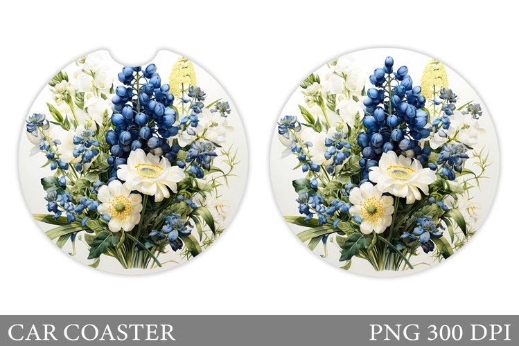 Flowers Car Coaster Design. Flowers Car Coaster Sublimation example image 1
