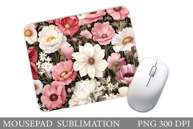 Flowers Mouse Pad Sublimation. Floral Mouse Pad Design