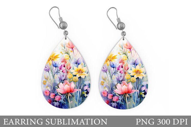 Wildflowers Earring Sublimtion. Flowers Earring Design