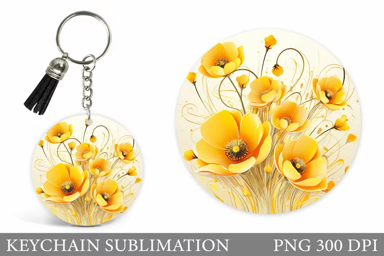 Flowers Keychain Sublimation. Flowers Keychain Design