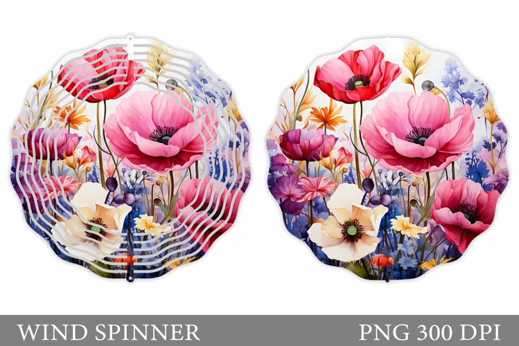 Floral Wind Spinner Sublimation. Flowers Wind Spinner Design