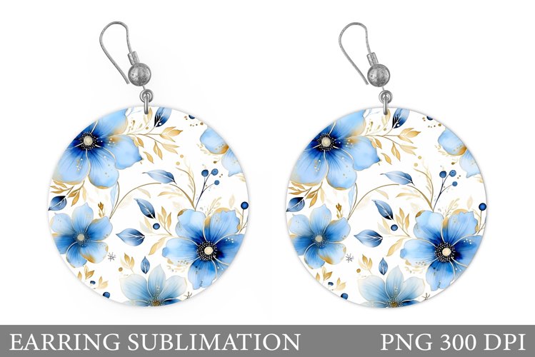 Flowers Earring Sublimation. Flowers Round Earring Design