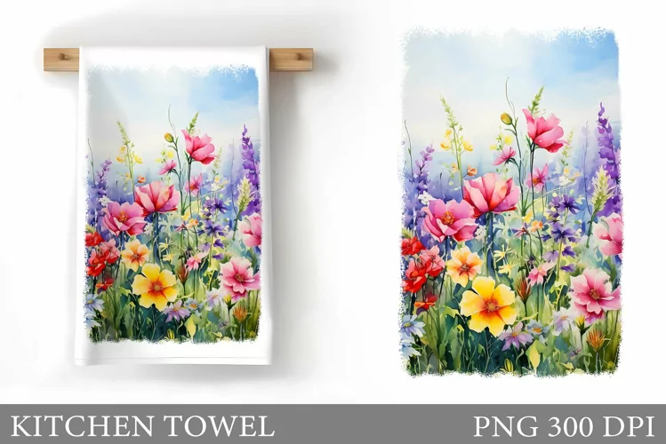 Wildflowers Kitchen Towel. Flowers Kitchen Towel Design