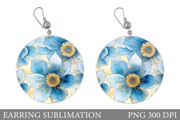 Flowers Earring Sublimation. Flowers Round Earring