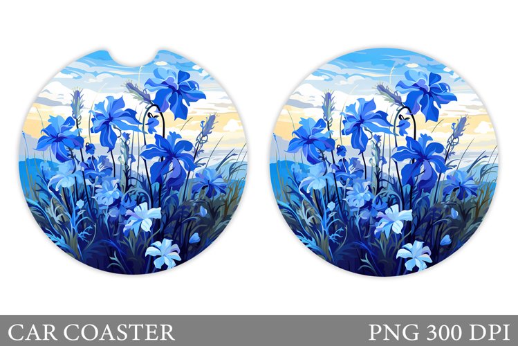 Flowers Car Coaster Design. Summer Car Coaster Template example image 1