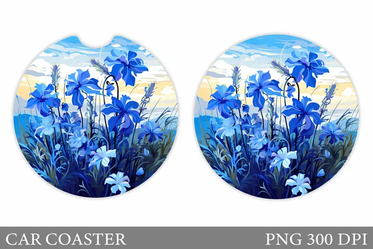 Flowers Car Coaster Design. Summer Car Coaster Template