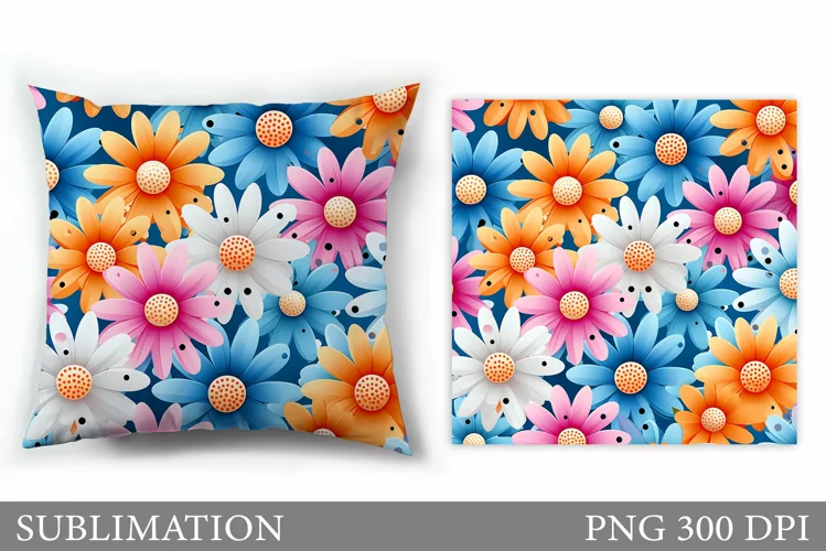 Daisy Flowers Pillow Sublimation. Flowers Sublimation