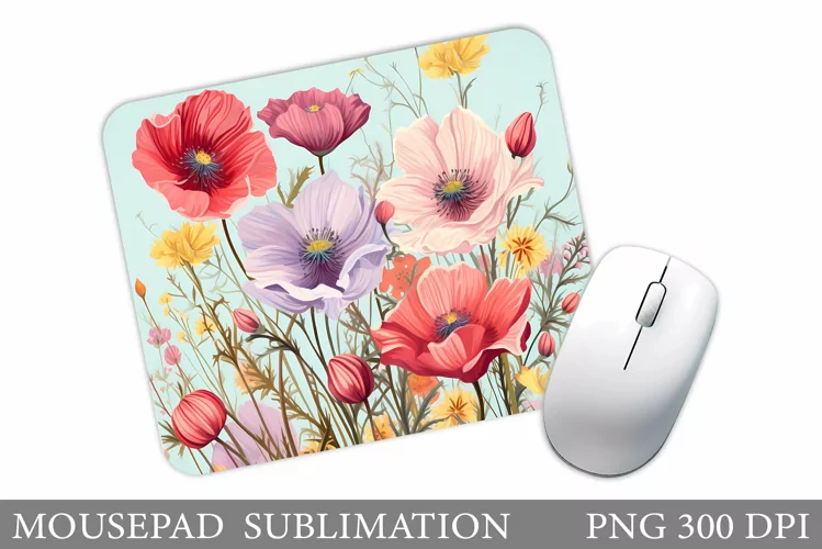Wildflowers Mouse Pad Design. Flowers Mouse Pad Sublimation