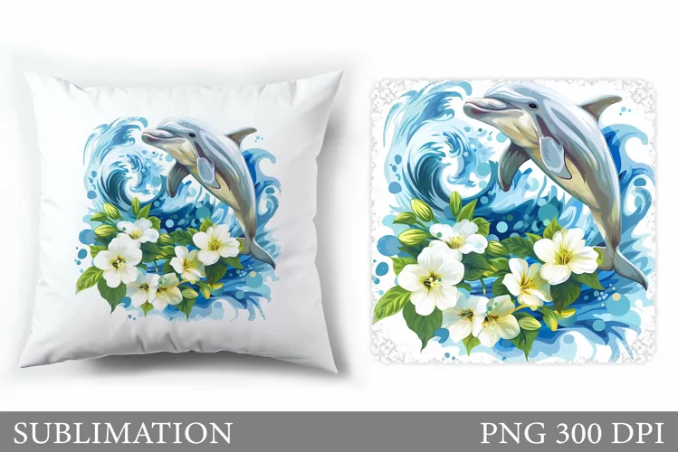 Cute Dolphin Sublimation. Dolphin Pillow Sublimation