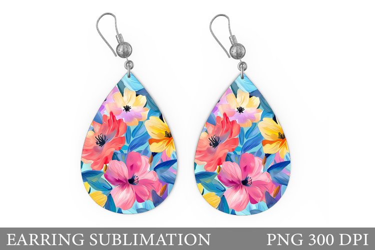 Flowers Earring Design. Flowers Teardrop Earring Template