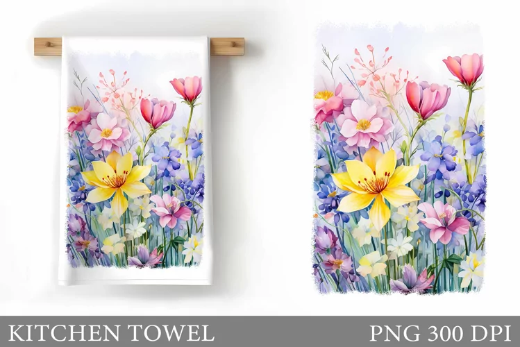 Flowers Kitchen Towel. Wildflowers Kitchen Towel