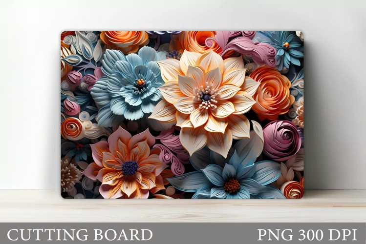 3D Flowers Cutting Board. Kitchen Cutting Board Sublimation