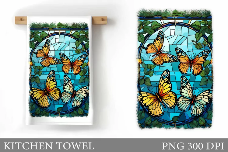 Butterflies Kitchen Towel. Butterflies Sublimation