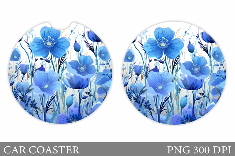 Flowers Car Coaster Design. Summer Car Coaster Template
