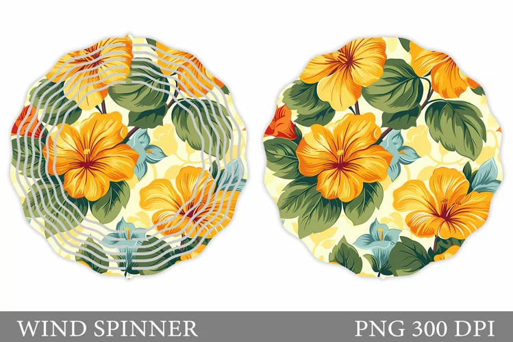 Flowers Wind Spinner Design. Floral Wind Spinner Sublimation