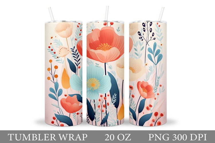 Flowers Tumbler Wrap Design. Sublimation Tumbler Flowers