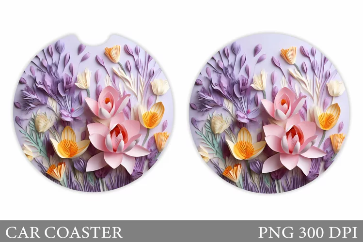 Flowers Car Coaster Design. Crocus Flowers Car Coaster