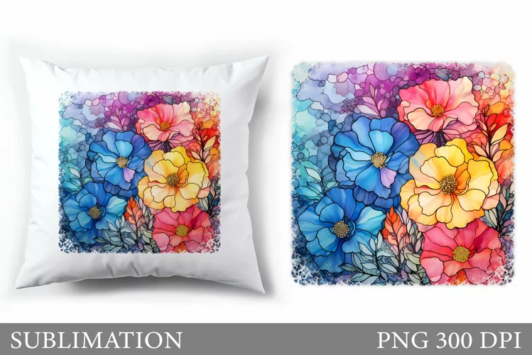 Floral Sublimation. Flowers Pillow Sublimation