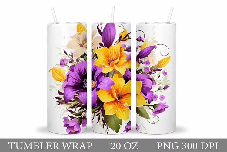 Floral Tumbler Design. Flowers Tumbler Sublimation